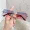 Retro Eyewear UV400 Sonnenbrille für Damen, rechteckige Sonnenbrille, rahmenlose Sonnenbrille, Vintage-Sonnenbrille
