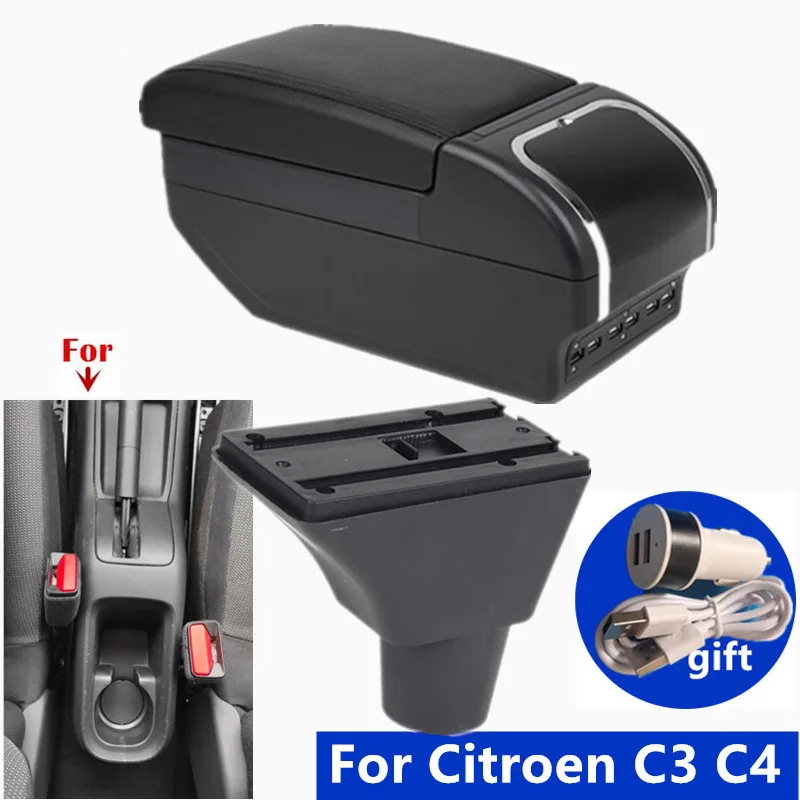 Auto Armlehne box Für Citroen C3 C4 Armlehne Box Für Citroen C3 C4 Lagerung box Innen Gewidmet Retrofit teile Auto Zubehör Image