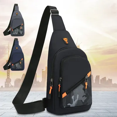 1 men's chest bag, portable shoulder bag, suitable for outdoor hiking, cycling, traveling, and trekking, with adjustable shoulde