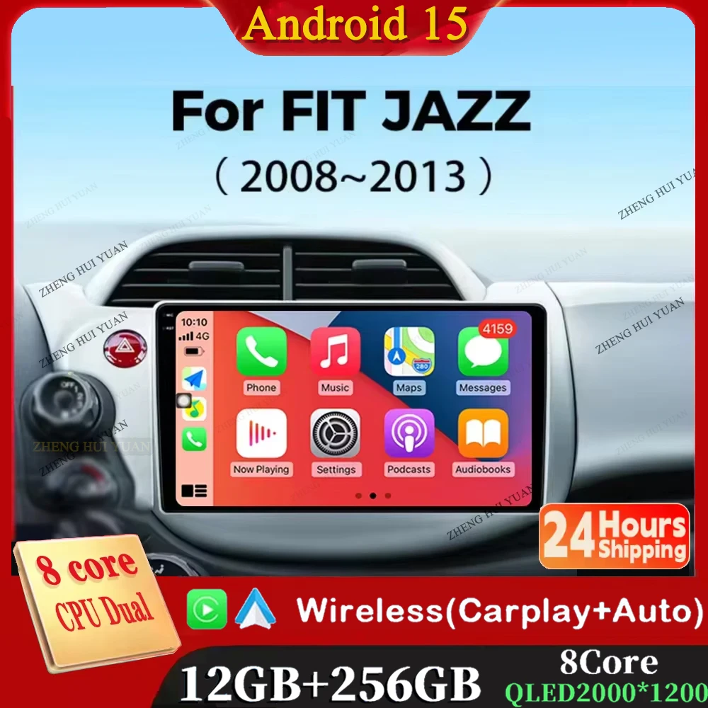 Android 14 Auto Stereo Radio Multimedia Drahtlose Carplay Android Auto Für HONDA FIT JAZZ 2008 2009 2010 2011 2012 2013 AUto BT 4G Image