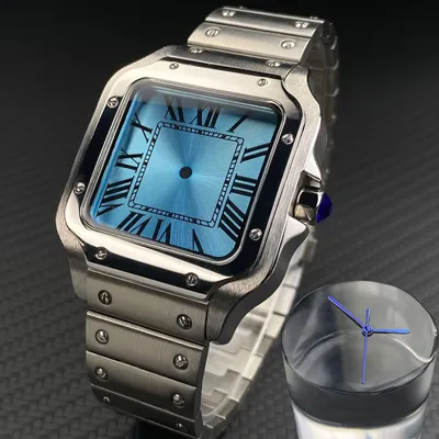 NH35 38mm Square Case 27MM White Dial Hand Set 316L Steel Watch Repair and Modification Parts for NH36 NH35 Movement Square Dial
