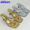 Goldene große Größe weibliche Freizeitschuhe Slides Damen Heels Hausschuhe Schuhe Mode flache Frauen Sandaletten Hausschuhe Silber