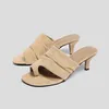 Clip-Toe Slipper Sandalen Wildleder Slip-On Einfarbig Mode Prägnante Sexy Elegante Party Kleid Sommer Frauen Schuhe neueste Dünne Fersen