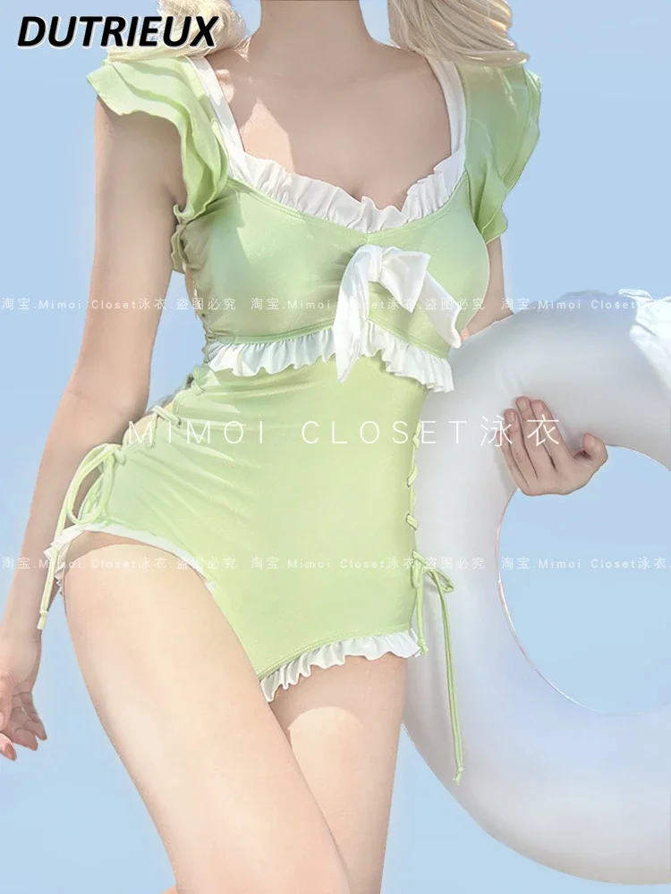 Einfarbige Mädchen Bikinis Set japanischen Stil süßen niedlichen Badeanzug für Damen Lolita neue Mode Sommer Damen Bade bekleidung Image