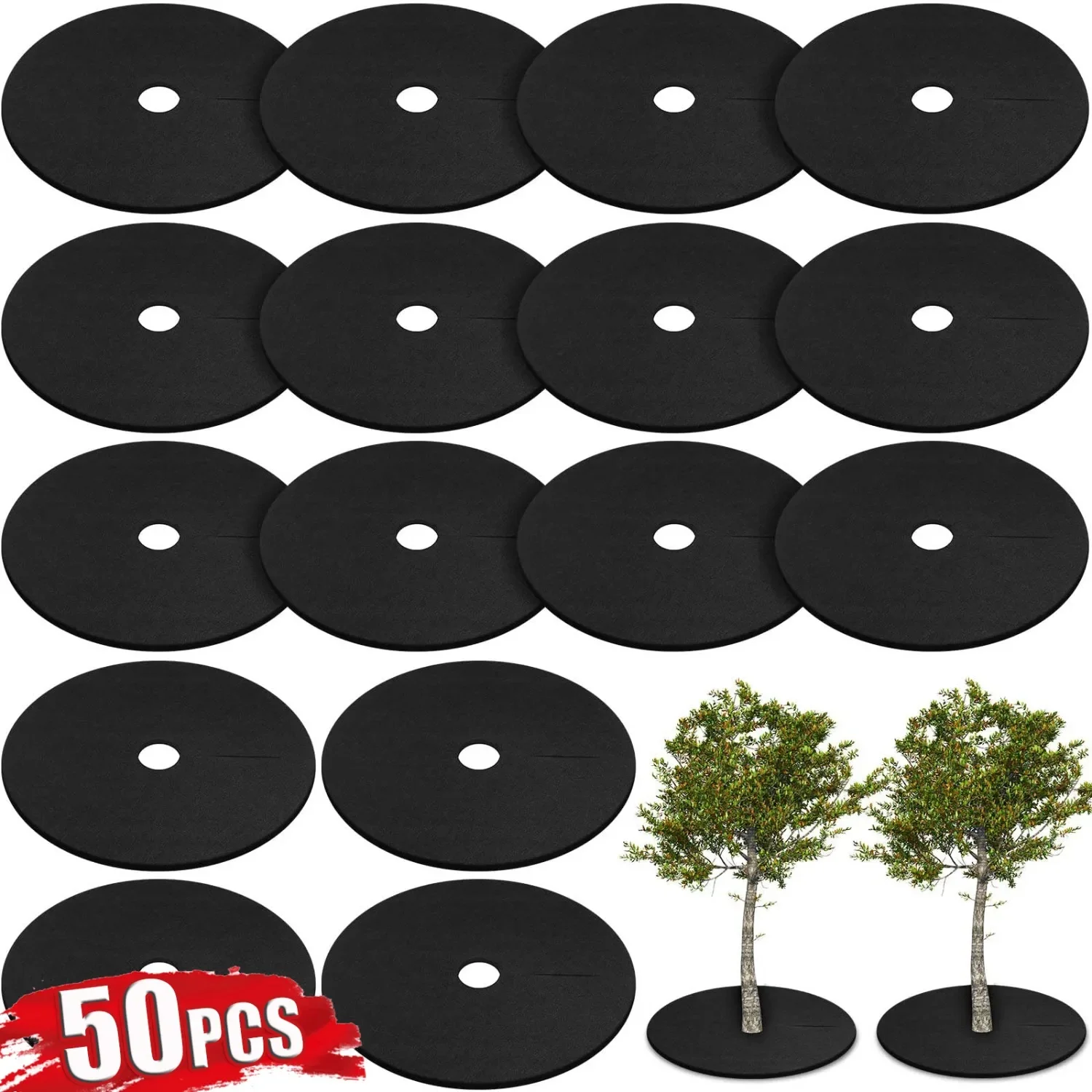 5-50 stücke Vlies Baum Abdeckung Ringe Runde Schutz Unkraut Stoff Abbaubare Anlage Abdeckung Matte Garten Anti Gras Werkzeuge Filz tuch Image