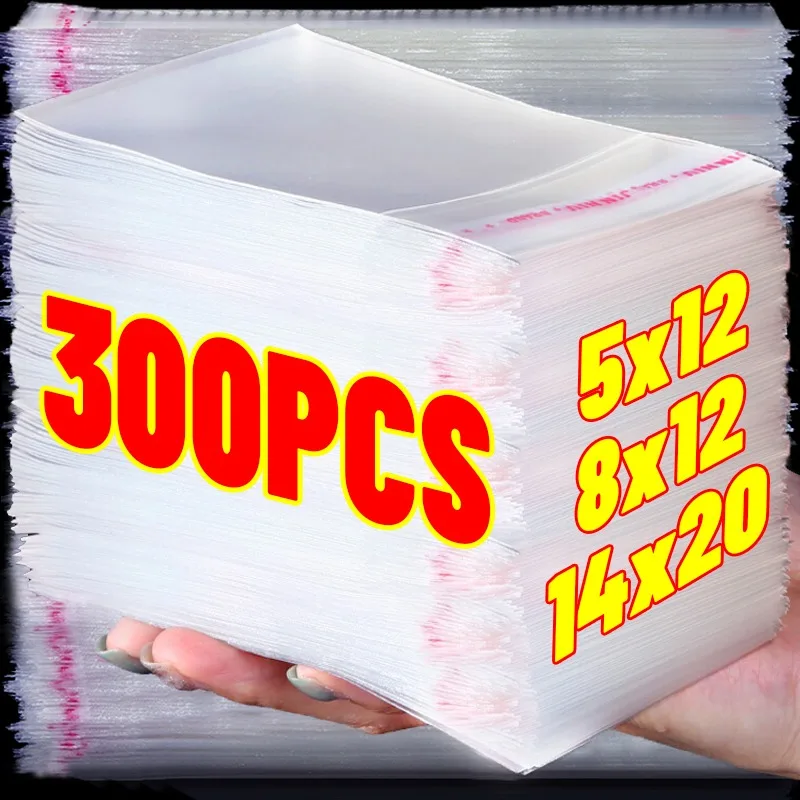 300/100pcs OPP Sacchetti di plastica autoadesivi Sacchetti autosigillanti trasparenti per gioielli Biscotti Caramelle Regali Sacchetti di imballaggio Sacchetti