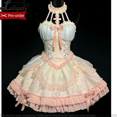 Gothic-Lolita-Kleid mit Neckholder vorbestellung, süßes Korsett-Mini-Partykleid von Alice Girl ~ The Cross Image