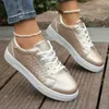 Plus Größe 42 Frauen Gold Turnschuhe Frühling Herbst Neue Frauen Mode Spitze-up Weiche PU Leder Bord Schuhe Damen casual Schuhe