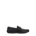 Salvatore Ferragamo Loafer - Moccasin Gancini With Textured Calf Leather - Gr. 6_5 - in Schwarz - für Herren