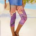 Per donna Pantaloni capri Leggings Streetwear Casual Lunghezza al polpaccio Vita Alta Oceano Elastico in vita Traspirabilità Elasticizzato Vacanza Streetwear Abbigliamento quotidiano Blu Verde lucido