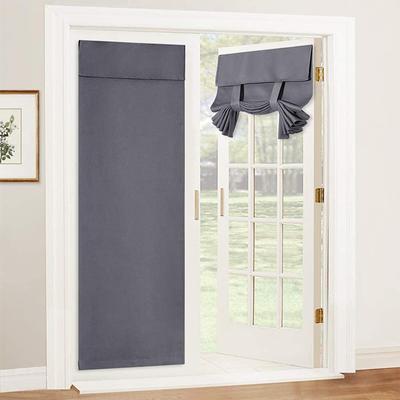100% Blackout French Door Curtains, Privacy Door Curtains for Window, Room Darkening Blinds, Thermal Insulated Window Shades for Bedroom, 1 Panel