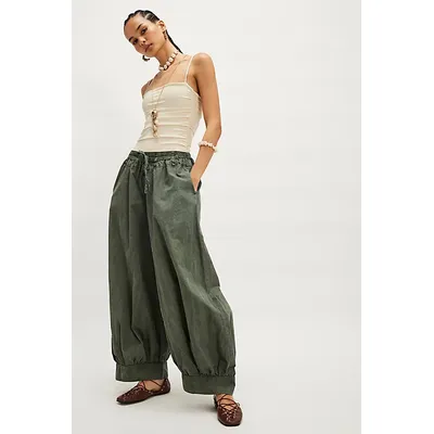 The Rundown Balloon Pants at Free People in Olive Leaves, Size: Large