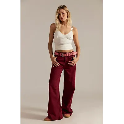 We The Free Stride Straight 'n Wide Jeans at Free People in Syrah, Size: 28