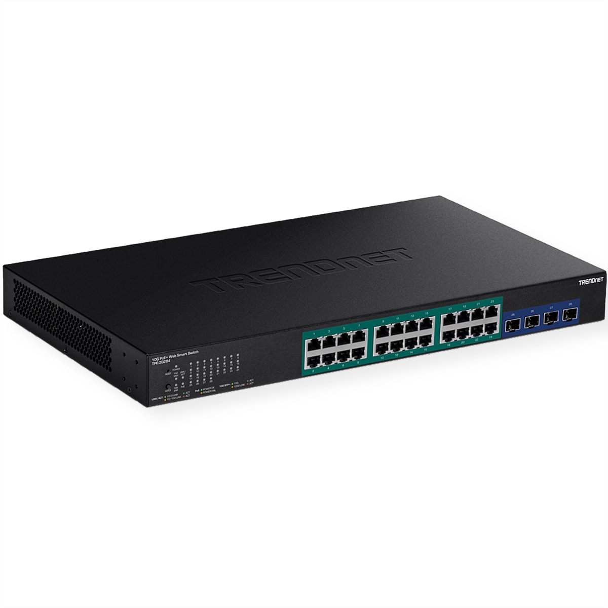 TRENDnet TPE-30284 28-Port Gigabit Switch, Web Smart PoE+ Switch mit 10G SFP+ slots