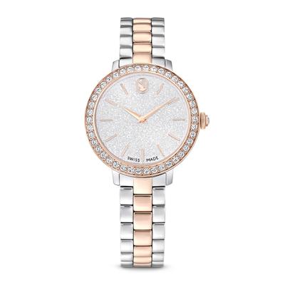 Quarzuhr SWAROVSKI "MATRIX 3-LINK", silberfarben, roségoldfarben, Armbanduhren, Damen, Armbanduhr, Damenuhr, Swiss Made, Edelstahlarmband, analog Image