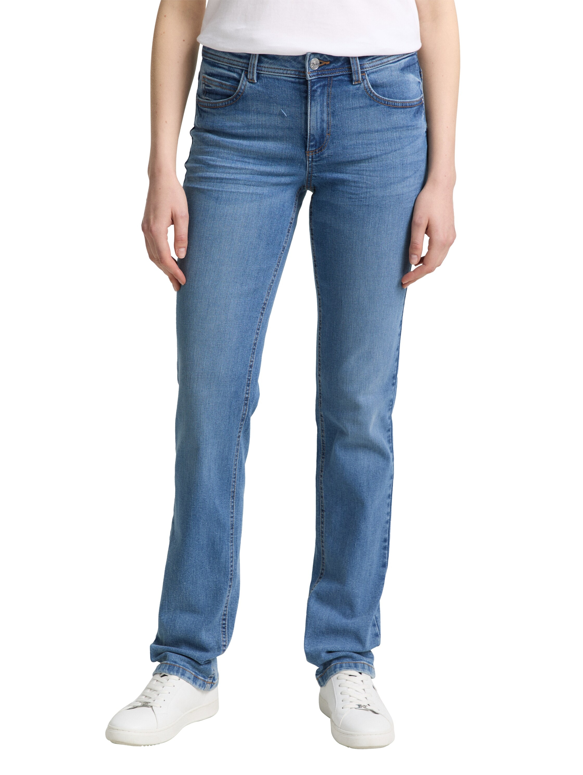 Straight-Jeans TOM TAILOR "Alexa Straight", Damen, Gr. 33, Länge 32, blau (light stone bright blau denim), Denim/Jeans, Obermaterial: 98% Baumwolle, 2% Elasthan. Futter: 65% Baumwolle, 35% Polyester, gerade lang, Jeans Straight-Jeans, in 5-Pocket-Form