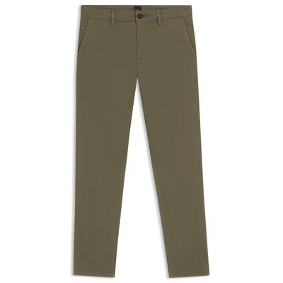 Chinohose BOSS ORANGE "tapered", Herren, Gr. 40, Länge 32, open grün342, Web, Obermaterial: 97% Baumwolle, 3% Elasthan, casual, gerade, unten schmal lang, Hosen, mit BOSS Logo hinten Image