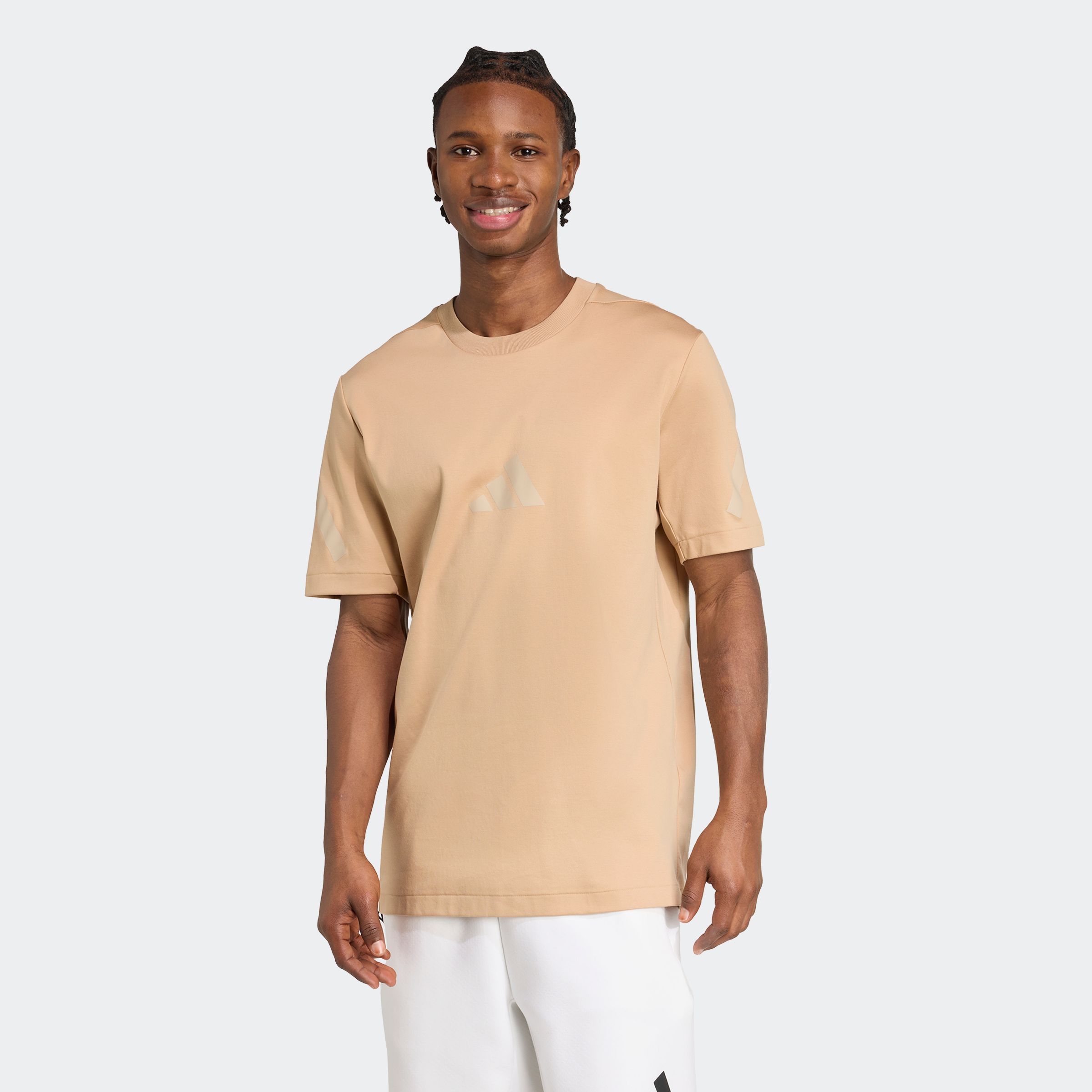 T-Shirt ADIDAS SPORTSWEAR "M Z.N.E. TEE", Damen, Gr. M, beige (warm sandstone), Obermaterial: 100% Baumwolle, normal, Rundhals, Shirts T-Shirt, sportlicher Stil, Kurzarm, aus Baumwolle, ohne Verschluss