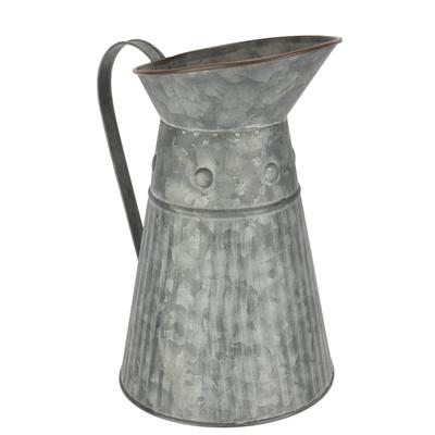 Dekovase I.GE.A. "Metall-Krug", braun, B:21cm H:23cm, Metall, Vasen, Graue Deko-Kanne mit Riffelung Schlaghammer-Optik Vase für Blumen Image