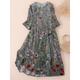 Women's Midi Dress T Shirt Dress Tee Dress A Line Dress Summer Dress Vacation Casual Beach Date Summer Dress Regular Fit Floral Graphic Short Sleeve Crew Neck Blue Green Gray Summer Spring