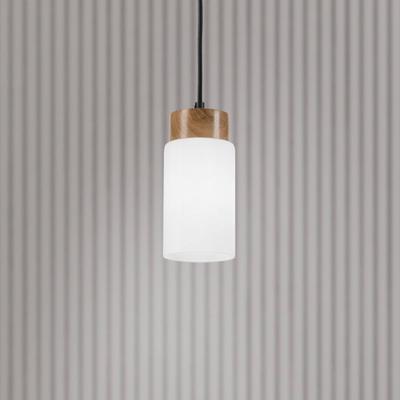 Lamkur Lighting Hängeleuchte Markus, Opalglas/Eichenholz, Ø 9,5 cm, E27 Image