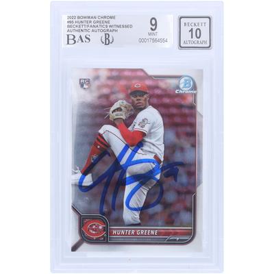 V106832 REDS Hunter Greene Cincinnati Reds signiert 2022 Bowman Chrome #95 Beckett Fanatics bezeugte authentifizierte 9/10 Karte Hunter Greene AUT BWM TRADING CARDS 45646 AUTTRC CA01B00080 #9 Image