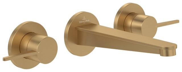 Villeroy & Boch Dreiloch-Waschtischarmatur Conum 335 x65x189mm o. Ablaufgarnitur Brushed Gold TVW12700200076 Image