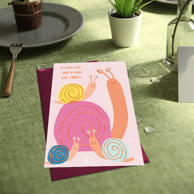 TEMU 1pc Interesting Snail Card About Mother's Day It's A Card For My Favorite Mom Also A Fun Mother Day Card For Family And Woman Image