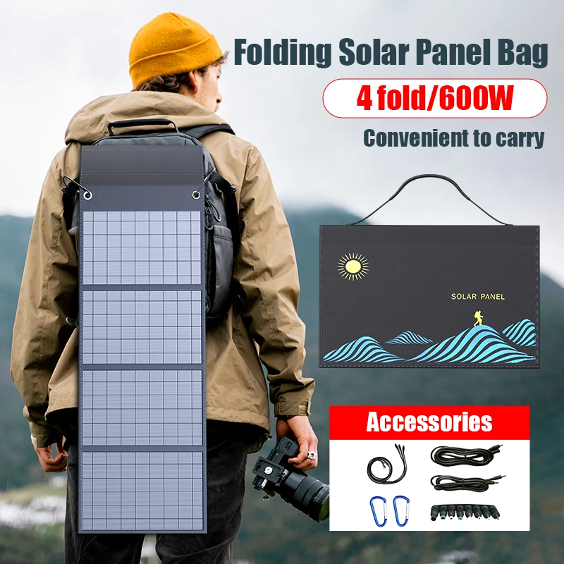 1000-W-Solarpanel-Set, komplettes Camping, faltbares Solarpanel, tragbarer Handrucksack, geeignet für Auto, Boot, Wohnmobil-Campingplatz Image