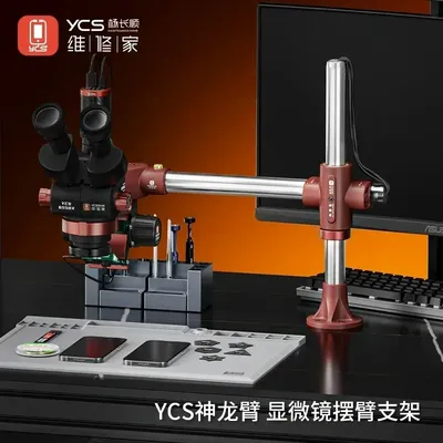 YCS 6558X HD 4K Trinocular Stereo Microscope 6.5-58X Zoom Industrial Microscope for Mobile Phone PCB Welding Microscope Tool Set
