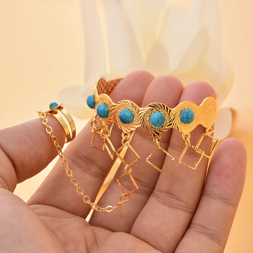 Dubai Gold Color Bangles for Girls Child Boys Good Luck Bracelet Ring Indian Baby Jewelry Party Gift