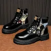 Britischen Stil Schwarz Männer Motorrad Boot Street Fashion Leder Stiefeletten Für Männer Biker Stiefel Outdoor Plattform Männer der Arbeit Schuhe