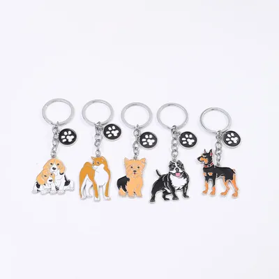 Pet dog car keychain pendant creative metal accessories key ring holiday gifts