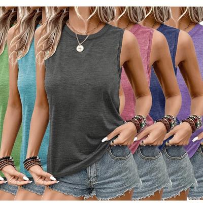 TEMU Lightweight Sisters 6pcs Colorful Round Neck Casual Fashion Trendy Versatile S-xxl Image