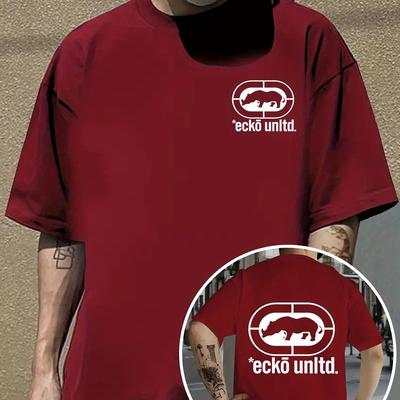 TEMU Men's United Graphic Print T-shirt - 100% Polyester 180gsm Loose Fit Casual , Breathable Summer Short Sleeve Round Neck Top For Men Image