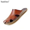 Susugrace Leder Männer Sandalen Casual Licht Atmungs Wohnungen Männlichen Schuhe Sommer Outdoor Täglichen Männer Hausschuhe Heißer Verkauf Plus Größe 46
