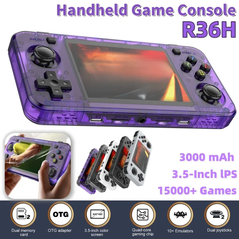 64 GB/128 GB R36H tragbare Retro-Handkonsole, 3,5-Zoll-IPS-Bildschirm, Open-Source-Linux-System, klassische Spielekonsolen Image