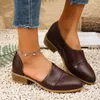 2025 sommer Neue Mode Leder frauen Schuhe Casual Große Größe 43 Spitz Starke Ferse Schuhe Plattform Heels zapatos De Mujer