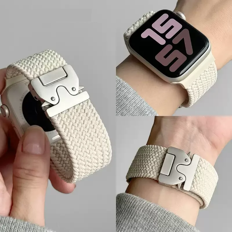 Geflochtenes Band für Apple Watch-Armbänder 40 mm 44 mm 46 mm 42 mm 49 mm 45 mm 41 mm 38 mm Armband IWatch Serie 10 SE 9 8 7 6 Ultra 2 Bänder Image
