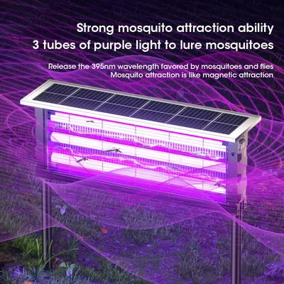 Efficient Solar Powered Outdoor Garden Mosquito Insect Killer Lamp Large Area Fly Trap Lawn Light for Patio Yard Pest Control