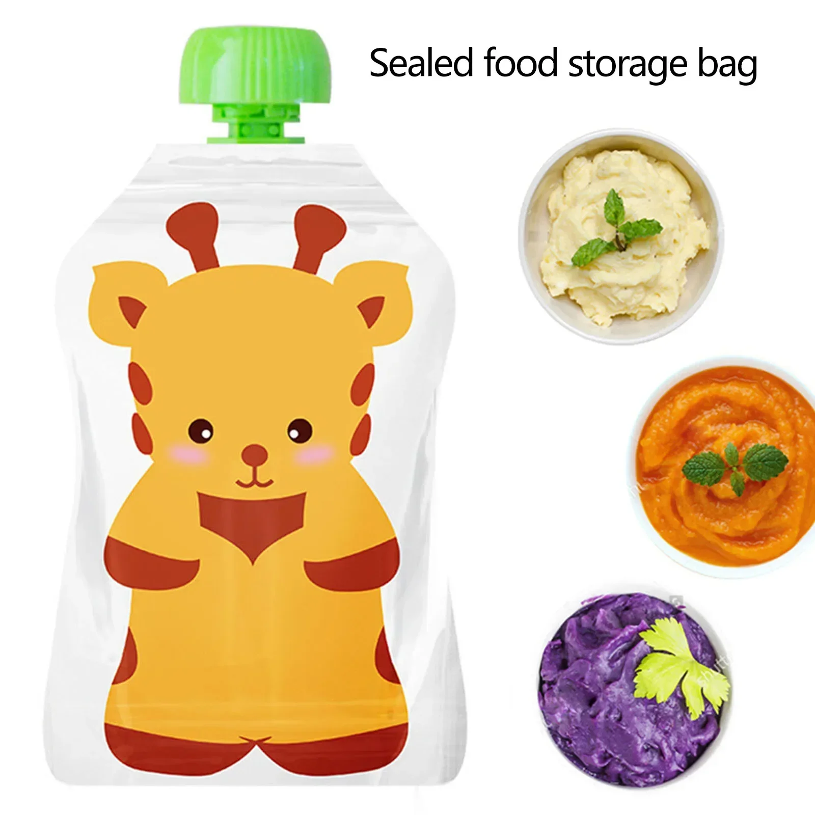 Sac de conservation des aliments réutilisable, 8 pièces, pochettes pour yaourt, lait, aliments, rechargeables, bouteille à presser pour aliments supplémentaires pour enfants en bas âge, aléatoire