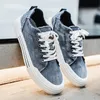 HKDQ 2025 Männer Vulkanisieren Schuhe Denim Casual Turnschuhe Für Männer Schnüren Flache Sohle Anti Slip Große Größe 48, sommer Leinwand Schuhe Männer