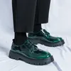 Neue große Zehen Oxford Schuhe Mann dicke Sohlen Hochzeit grün formale Business-Schuhe Lack leder Schnürung erhöhen Freizeit schuhe