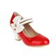 DSKHDZW Women Block Heel Court Shoes Patent Round Toe Wedding Heels Sweet Bow Ankle Strap Party Dress Pumps,red,15 UK