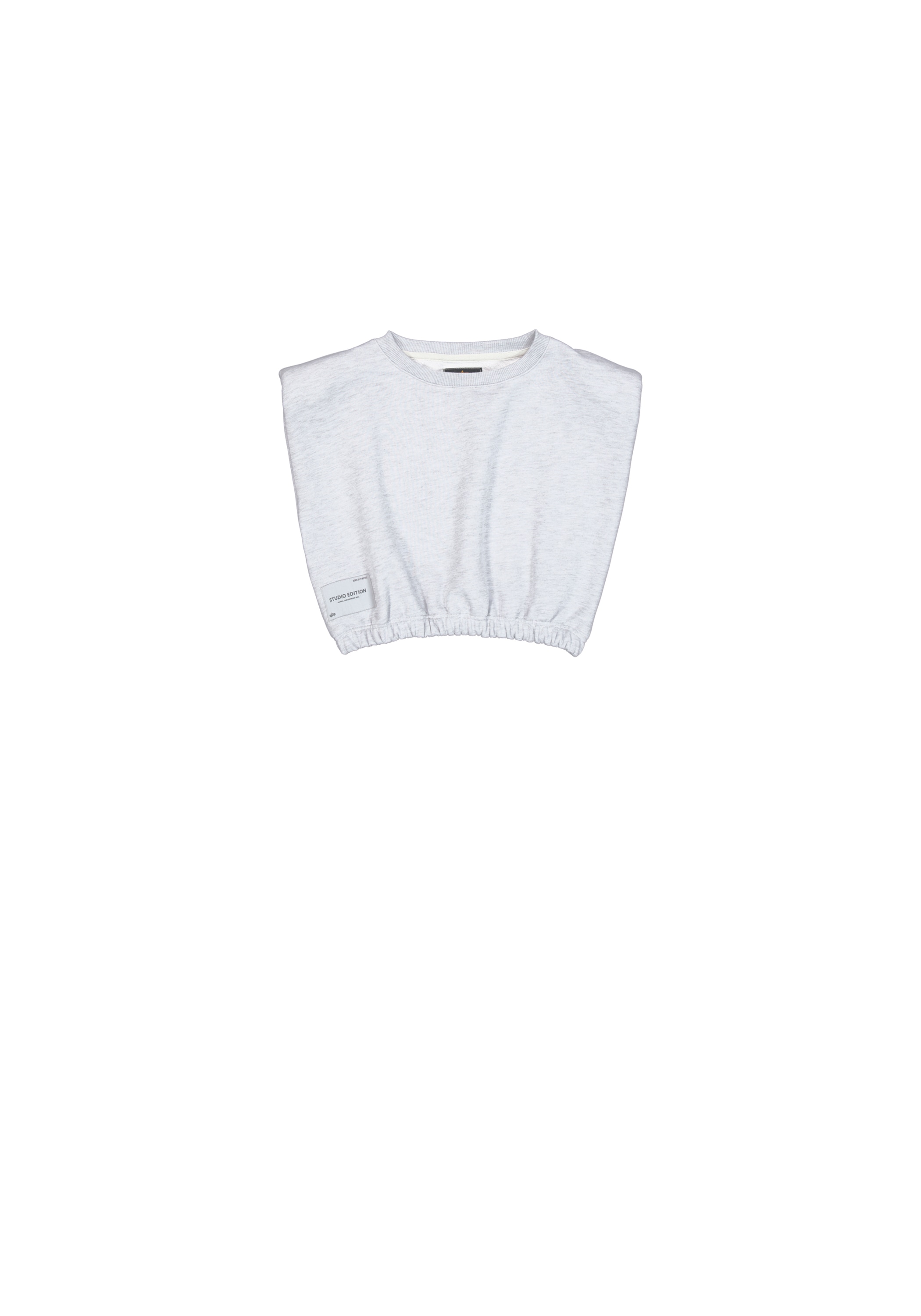 Sweater ALPHA INDUSTRIES "Studio Edition Sweatshirt Cropped W", Damen, Gr. L, grau (pastel grau melange), Obermaterial: 80% Baumwolle, 20% Polyester, regular fit, Sweatshirts Sweater