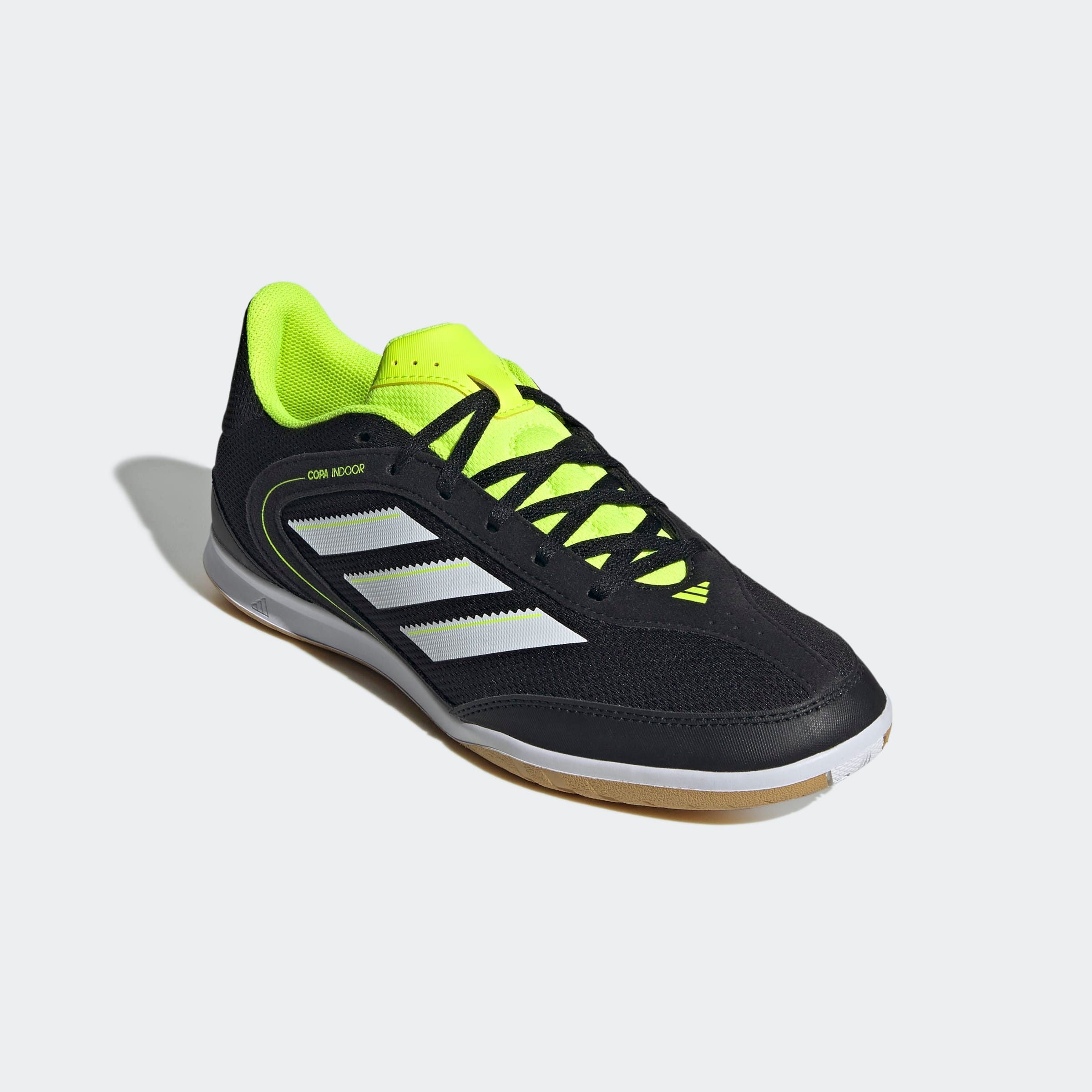 Fußballschuh ADIDAS PERFORMANCE "COPA COURT CLUB INDOOR", Damen, Gr. 43, core schwarz, cloud weiß, lucid lemon, Synthetik, Textil, Schuhe Fußballschuh, geeignet als Hallenschuhe