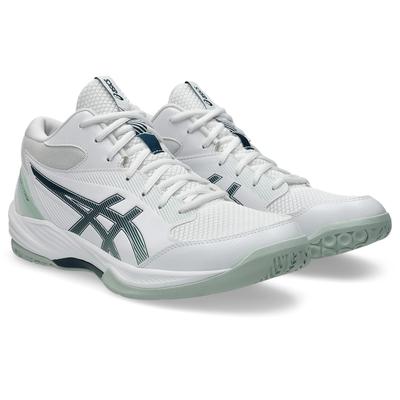 Hallenschuh ASICS "GEL-TASK MT 4", Gr. 46, weiß, tranquil teal, Synthetik, sportlich, Schuhe, für Hallensport