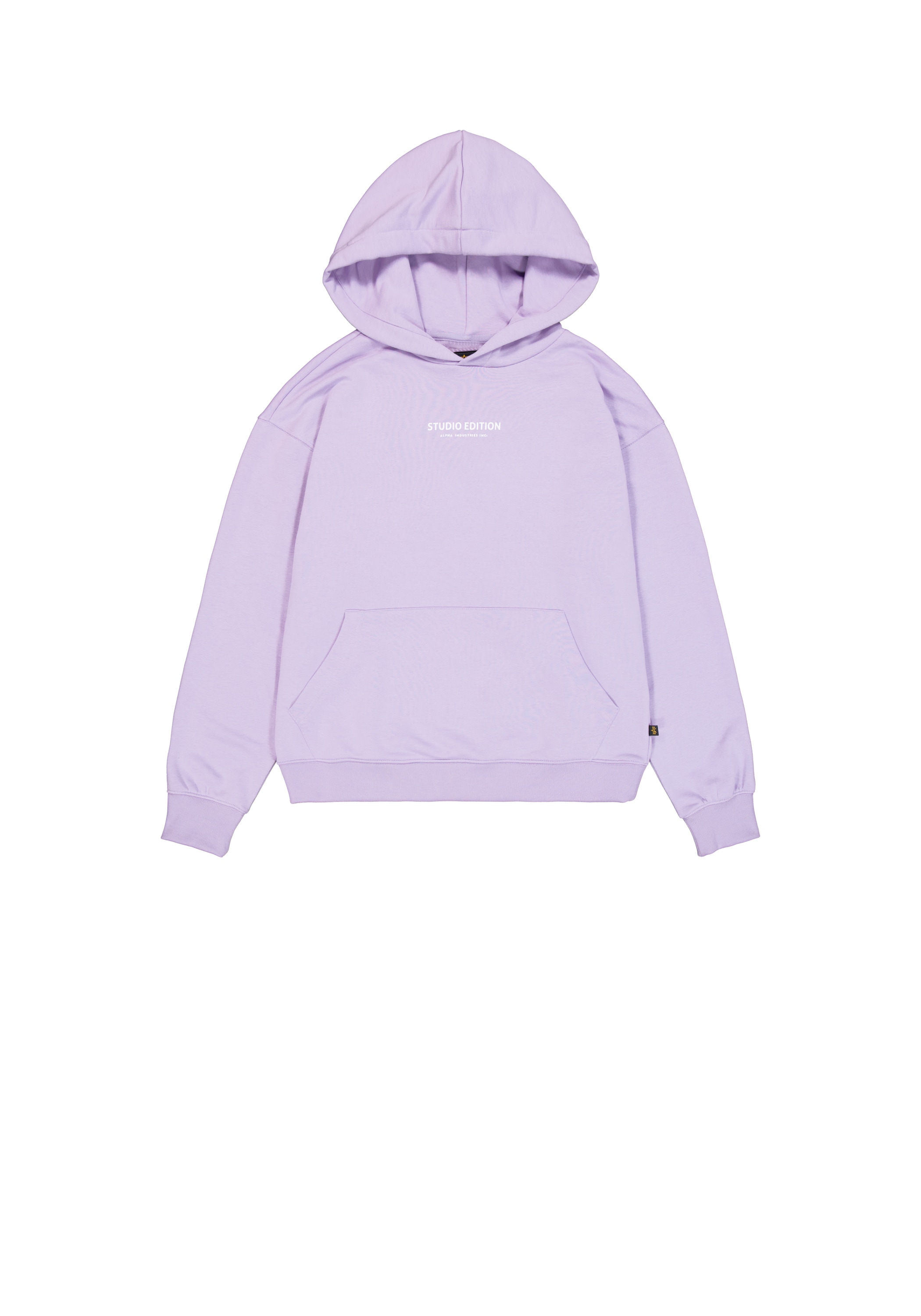 Hoodie ALPHA INDUSTRIES "Studio Edition Backprint Hoodie W", Damen, Gr. L, lila (pale violet), Obermaterial: 80% Baumwolle, 20% Polyester, loose fit, Sweatshirts Hoodie