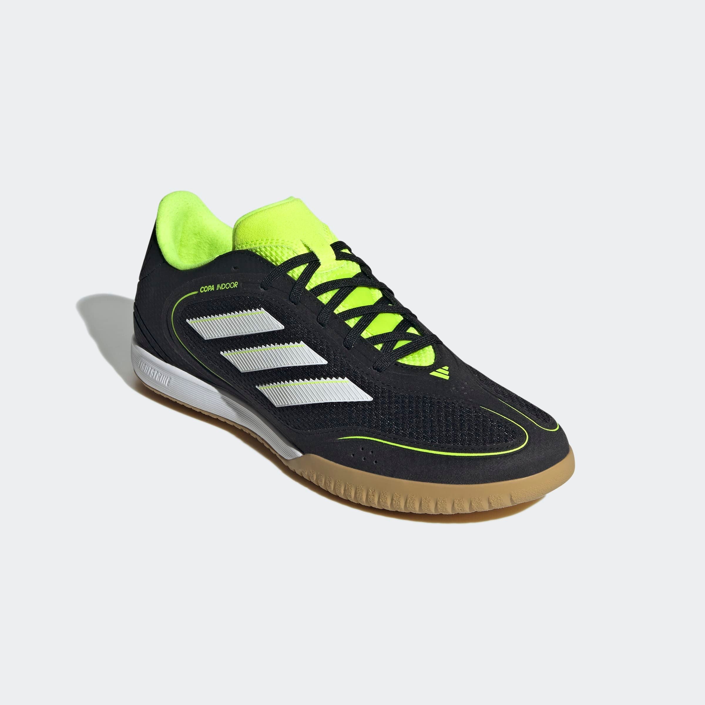 Fußballschuh ADIDAS PERFORMANCE "COPA COURT LEAGUE HALLEN", Herren, Gr. 45, weiß (core schwarz, cloud weiß, lucid lemon), Synthetik, Textil, Schuhe Fußballschuh, geeignet als Hallenschuhe