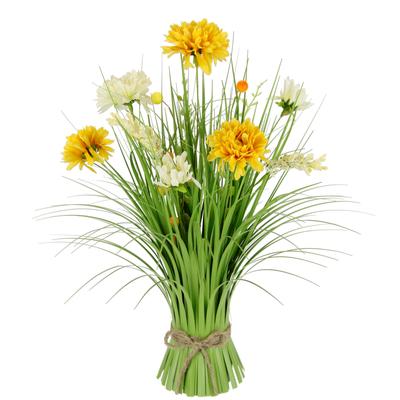Kunstgras I.GE.A. "Grasbund mit Dahlien", gelb (gelb, weiß), B:20cm H:40cm L:20cm, Polyester, Kunstpflanzen, Mit Blüten Margeriten Deko Grasbusch Kunstgras Künstliche Pflanze Image